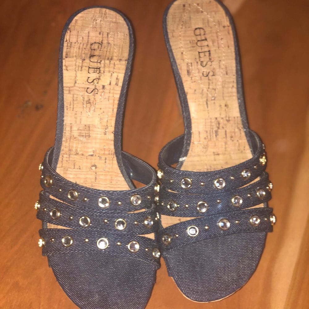 Guess Denim and Cork Wedges